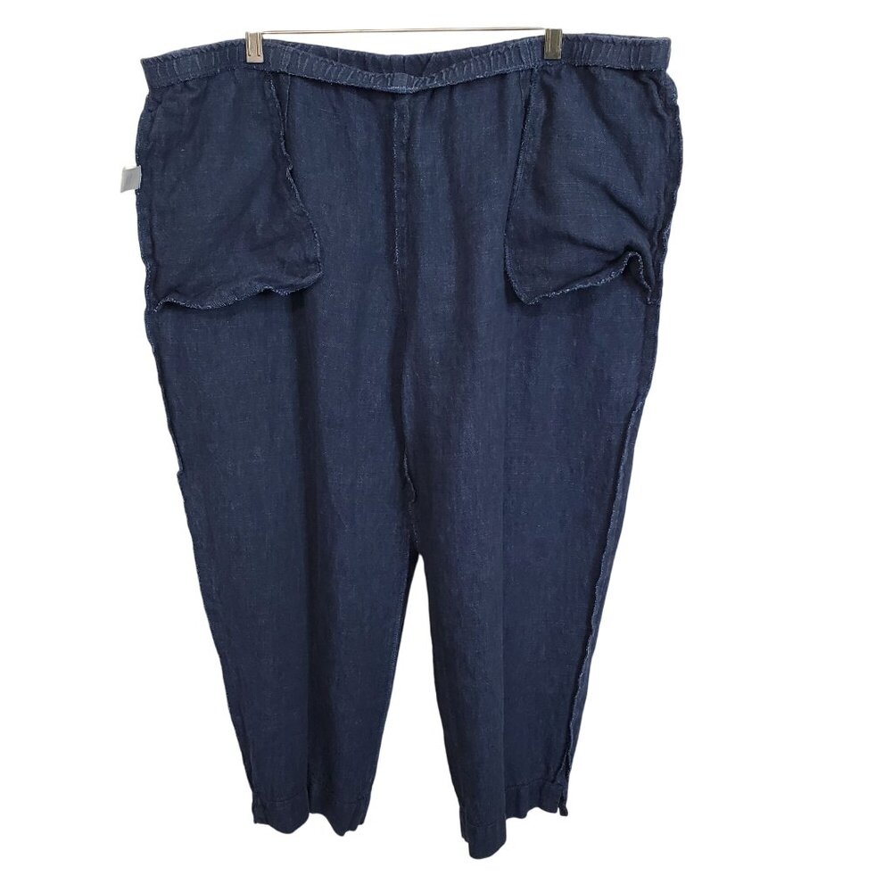 Pure Jill 2X Pants Linen Pull On Comfort Fit Elastic Waist Relaxed Style Pockets - Picture 9 of 10